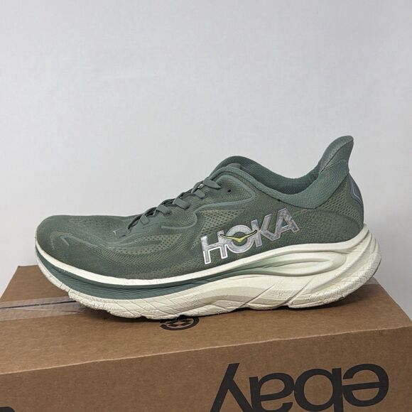HOKA One One Clifton 10 Mens Size 14D Green Running Sneakers + NEW INSOLE